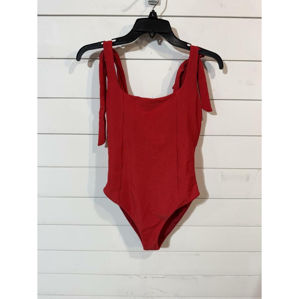 Beach Riot Women's Red One-Piece Swimsuit M missing belt